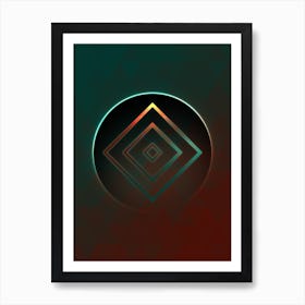 Geometric Neon Glyph on Jewel Tone Triangle Pattern 140 Art Print