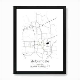 Auburndale,United States Minimalist Map Art Print