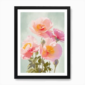 Roses Flowers Acrylic Painting In Pastel Colours 8 Art Print