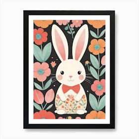 Floral Cute Baby Bunny Nursery (25) Art Print