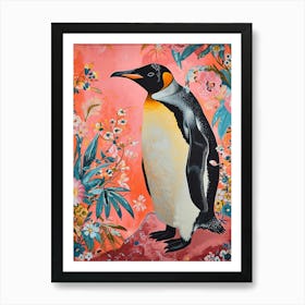Floral Animal Painting Emperor Penguin 1 Art Print