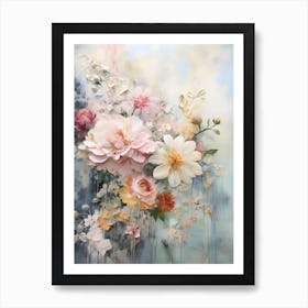 Vintage Pastel Flowers 5 Art Print