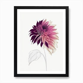 Dahlia Floral Minimal Line Drawing 1 Flower Art Print