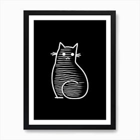 Monochrome Sketch Cat Line Drawing 4 Art Print