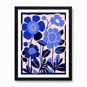Blue Flower Illustration Cineraria 2 Art Print