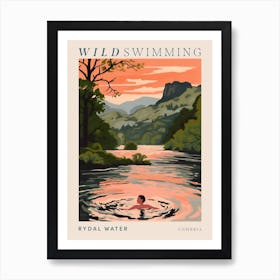 Wild Swimming At Rydal Water Cumbria 1 Poster Art Print