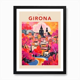 Girona Spain 2 Fauvist Travel Poster Art Print
