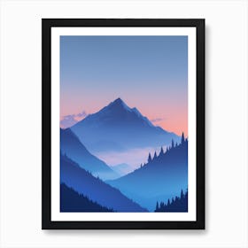 Misty Mountains Vertical Composition In Blue Tone 190 Art Print