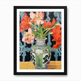 Flowers In A Vase Still Life Painting Gladiolus 1 Art Print