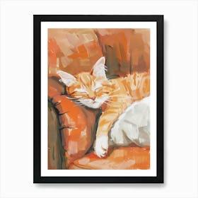 Cat Sleeping On The Couch 6 Art Print