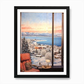 Winter Cityscape Lake Tahoe Usa Art Print