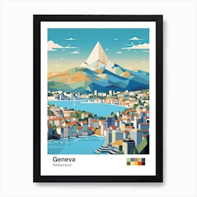 Geneva, Switzerland, Geometric Illustration 2 Poster Art Print