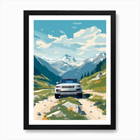 A Range Rover In The Route Des Grandes Alpes Illustration 1 Art Print