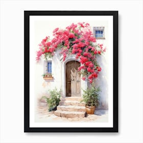 Mallorca, Spain   Mediterranean Doors Watercolour Painting 4 Art Print