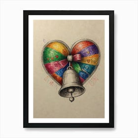 Heart With A Bell Art Print