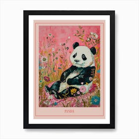 Floral Animal Painting Panda 4 Poster Art Print
