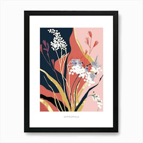 Colourful Flower Illustration Poster Gypsophila 4 Art Print