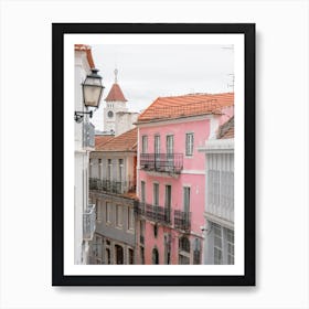 Pastel Charm Lisbon S Pink Facade Art Print