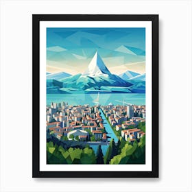 Geneva, Switzerland, Geometric Illustration 3 Art Print