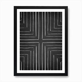 Black White Geo Lines A Art Print