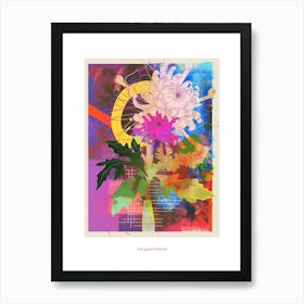Chrysanthemum 2 Neon Flower Collage Poster Art Print