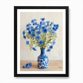 Blue Flowers In A Vase 1 Art Print