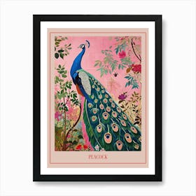 Floral Animal Painting Peacock 1 Poster Art Print
