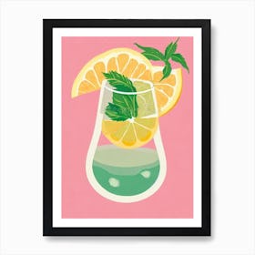 Gin And Tonic Retro Pink Cocktail Poster Art Print
