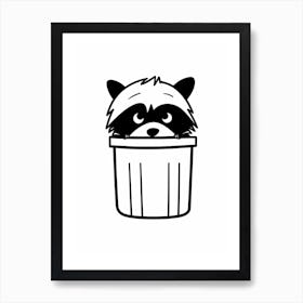 A Minimalist Line Art Piece Of A Tres Marias Raccoon 2 Art Print