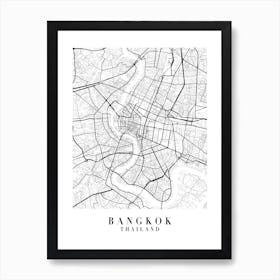 Bangkok Thailand Street Map Minimal Art Print