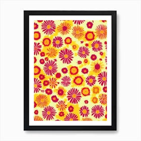 Aster Floral Print Retro Pattern 2 Flower Art Print