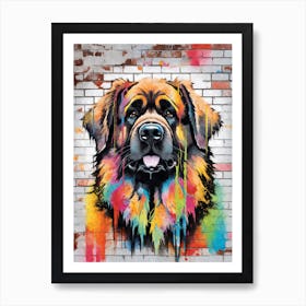 Aesthetic Leonberger Dog Puppy Brick Wall Graffiti Artwork Art Print