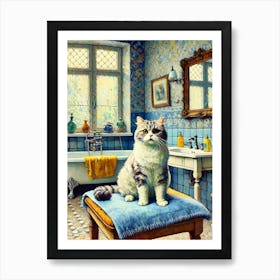 Cat In Bathroom Poster