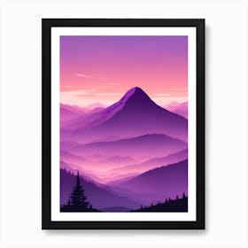 Misty Mountains Vertical Composition In Purple Tone 1 Art Print