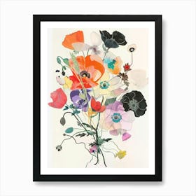 Poppy Collage Flower Bouquet Art Print