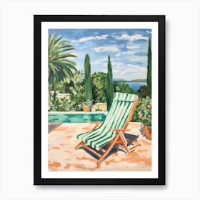 Sun Lounger By The Pool In Ibiza Spain Art Print