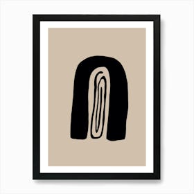 Beige And Black Abstract 1 Art Print