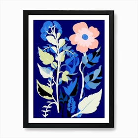 Blue Flower Illustration Foxglove 3 Art Print