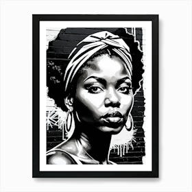 Vintage Graffiti Mural Of Beautiful Black Woman 60 Art Print