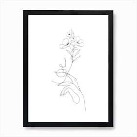 Woman Holding Flowers Art Print