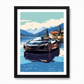 A Acura Nsx Car In The Lake Como Italy Illustration 2 Art Print