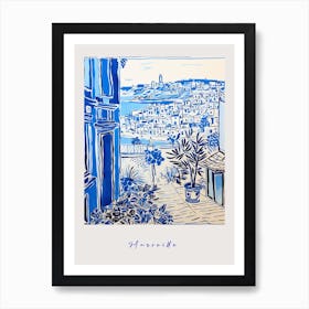 Marseille France 8 Mediterranean Blue Drawing Poster Art Print