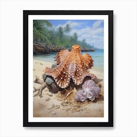 Coconut Octopus Illustration 1 Art Print