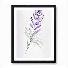 Lavender Leaf Minimalist Watercolour 1 Art Print