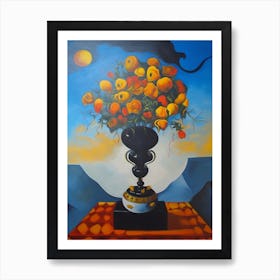 Freesia With A Cat 2 Dali Surrealism Style Art Print