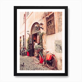 Pigeon With A Bike, Rome Art Print