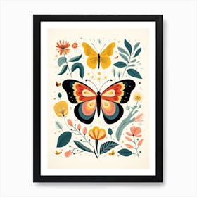 Butterflies And Flowers 2 Art Print