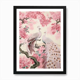 Vintage Japanese Inspired Bird Print Peacock 2 Art Print