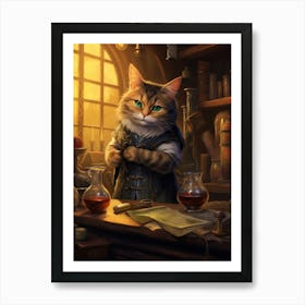 Cute Cat Alchemist With Potions 3 Art Print