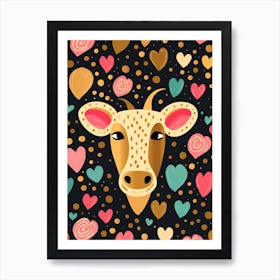 Cow Heart Doodle Illustration Art Print